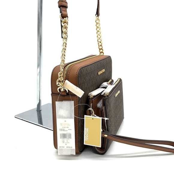 Michael Kors Large EW Crossbody Bag & Large Double Zip Wallet Brown - Picture 4 of 13